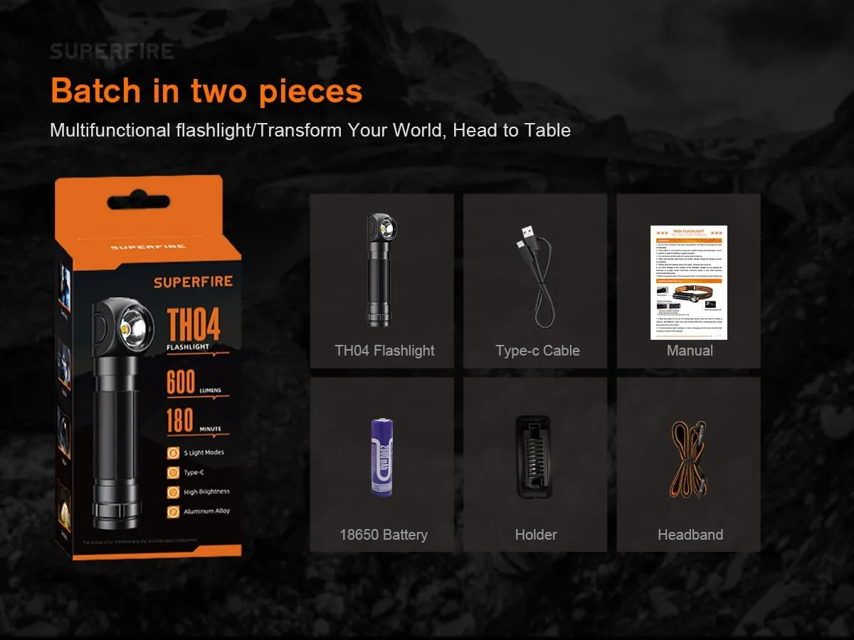 SuperFire TH04-U 2-in-1 Rechargeable LED Headlamp & Torch in Kenya