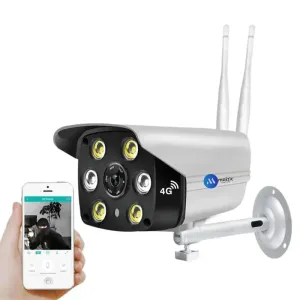 4G SIM Outdoor Bullet CCTV Camera with Color Night Vision, Two-Way Audio & SD Card Support