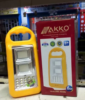 Akko HK-400Q LED Emergency Light | 15Hrs Runtime, Rechargeable ABS | Home, Camping, Study