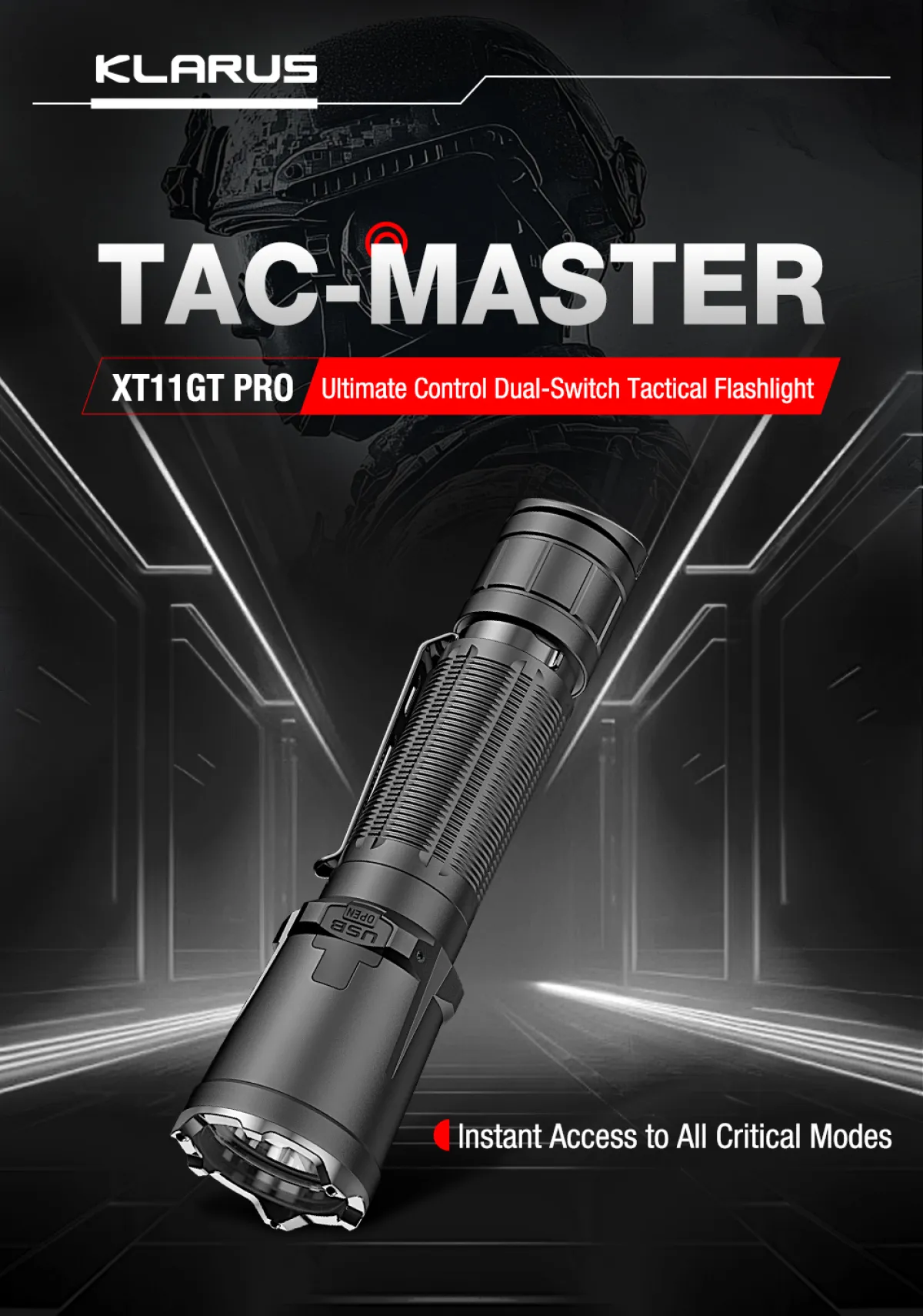TAC-MASTER XT11GT PRO Ultimate Control Dual-Switch Tactical Flashlight