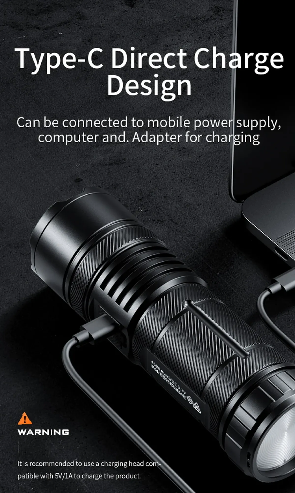 Superfire Y5-N Wildlife Spotting Flashlight with Red, Yellow & Blue Filters, 700m Long-Range Zoom Beam, RGB Rear Light